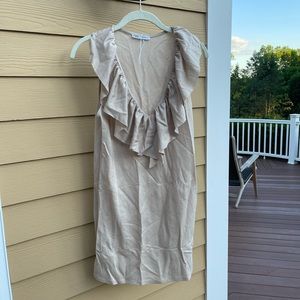 Zara Beige Tank Dress w Ruffle Detail
